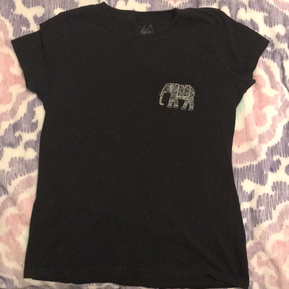 Black T-Shirt with Elephant on Pocket